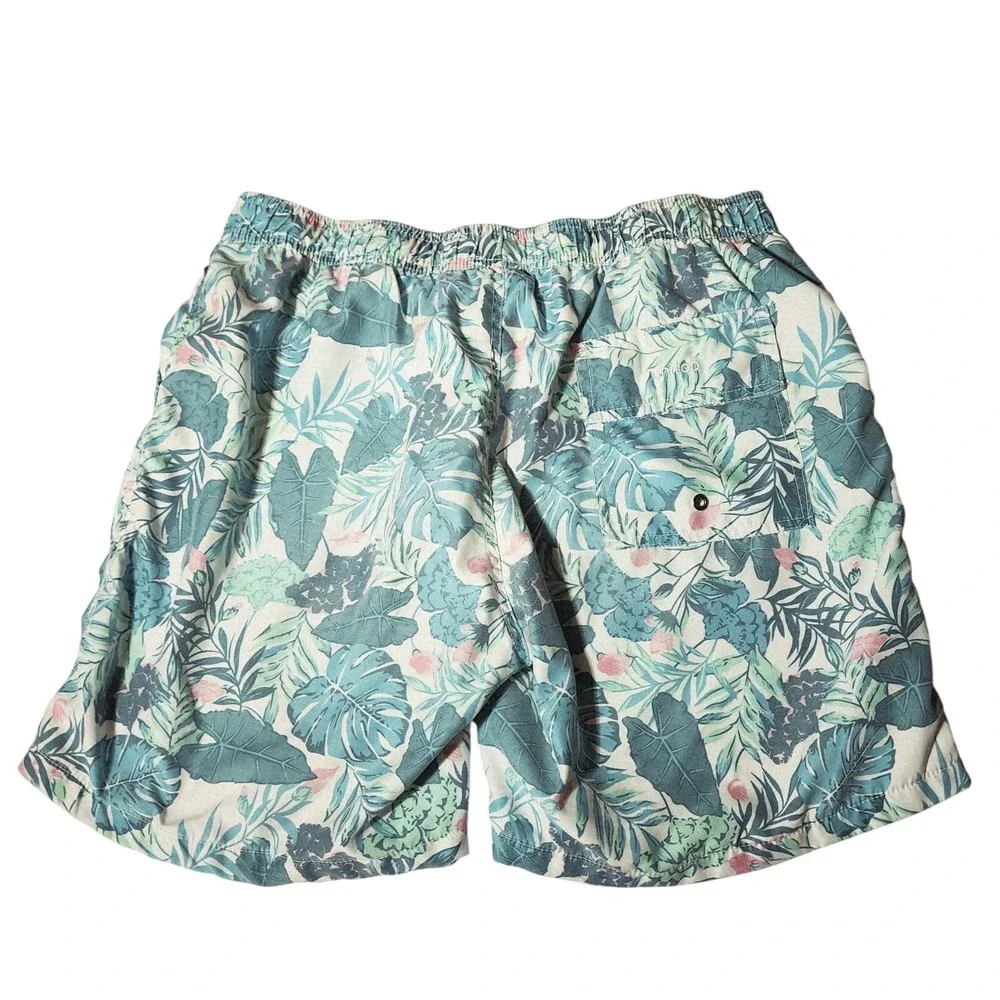 Unitop Swim Trunks sz 34 Mens Hawaiian Aloha Blue White Tropical Aloha Surf 34x6